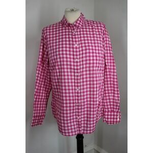 J. Crew Factory XL Pink White Gingham Check Long Sleeve Shirt Top Cotton AL495